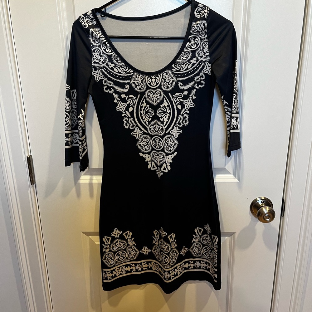 Blue and White Patterned Dress